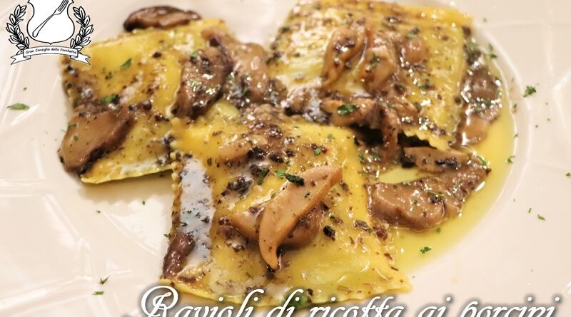 Ricotta ravioli with porcini mushrooms